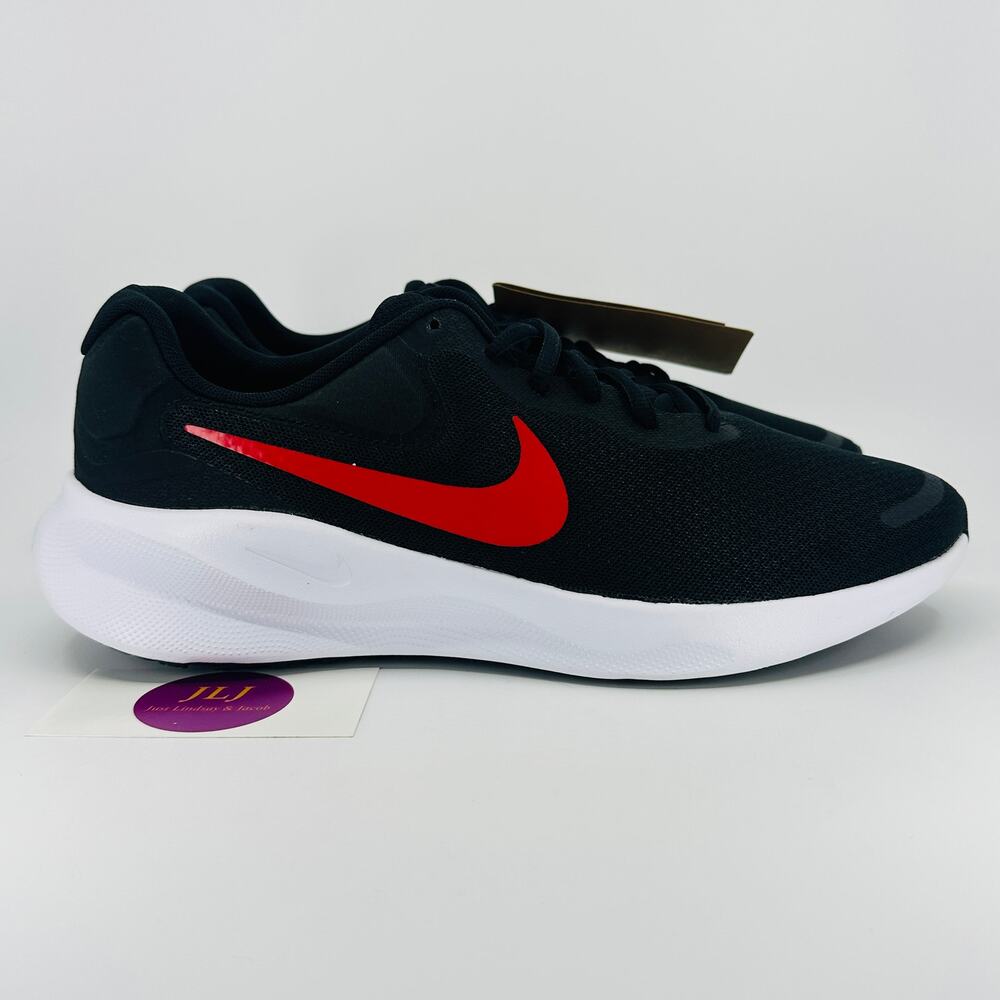 Nike Men's Revolution 7 Running Shoes Black University Red FB2207-003 Size 10.5